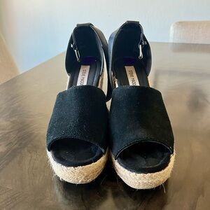 Steve Madden Black Suede Wedge Sandals